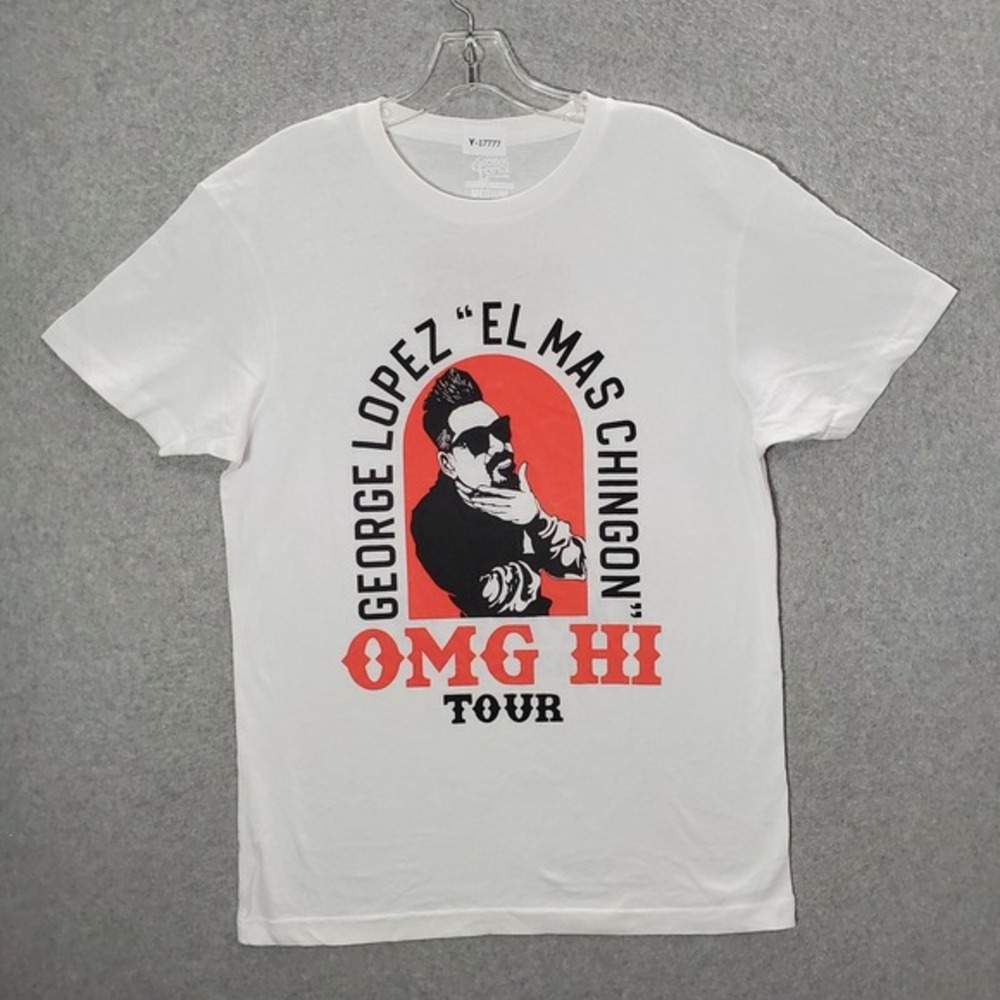 George Lopez Men Shirt Medium White OMG HI 2022 Tour Crew Neck Short Sleeve Tee